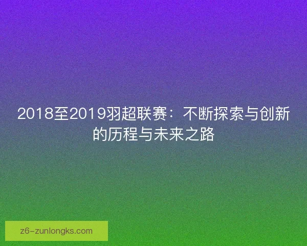 2018至2019羽超联赛:不断探索与创新的历程与未来之路 2018至2019羽超联赛:不断探索与创新的历程与未来之路